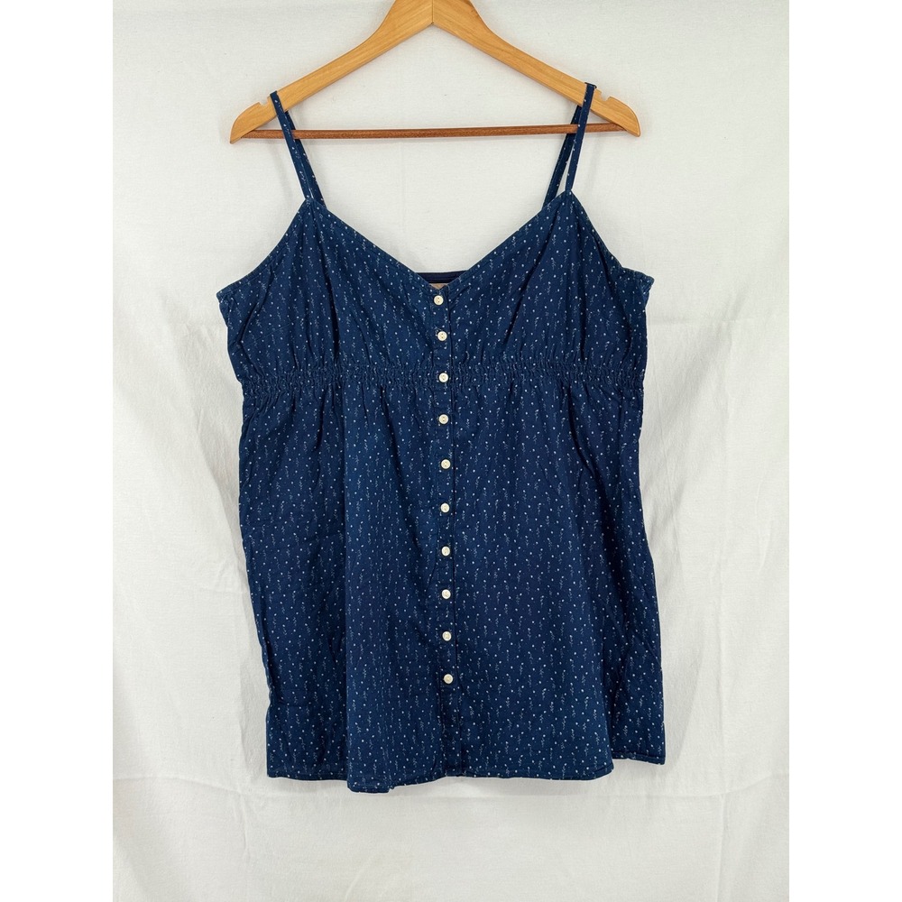 Gap 1969 Limited Edition Navy Blue Floral Cotton Camisole Tank Top Size 16